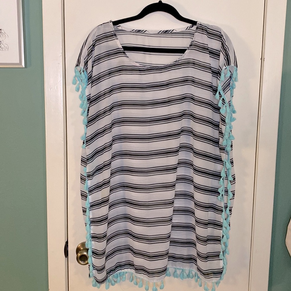 Sheer Striped Poncho